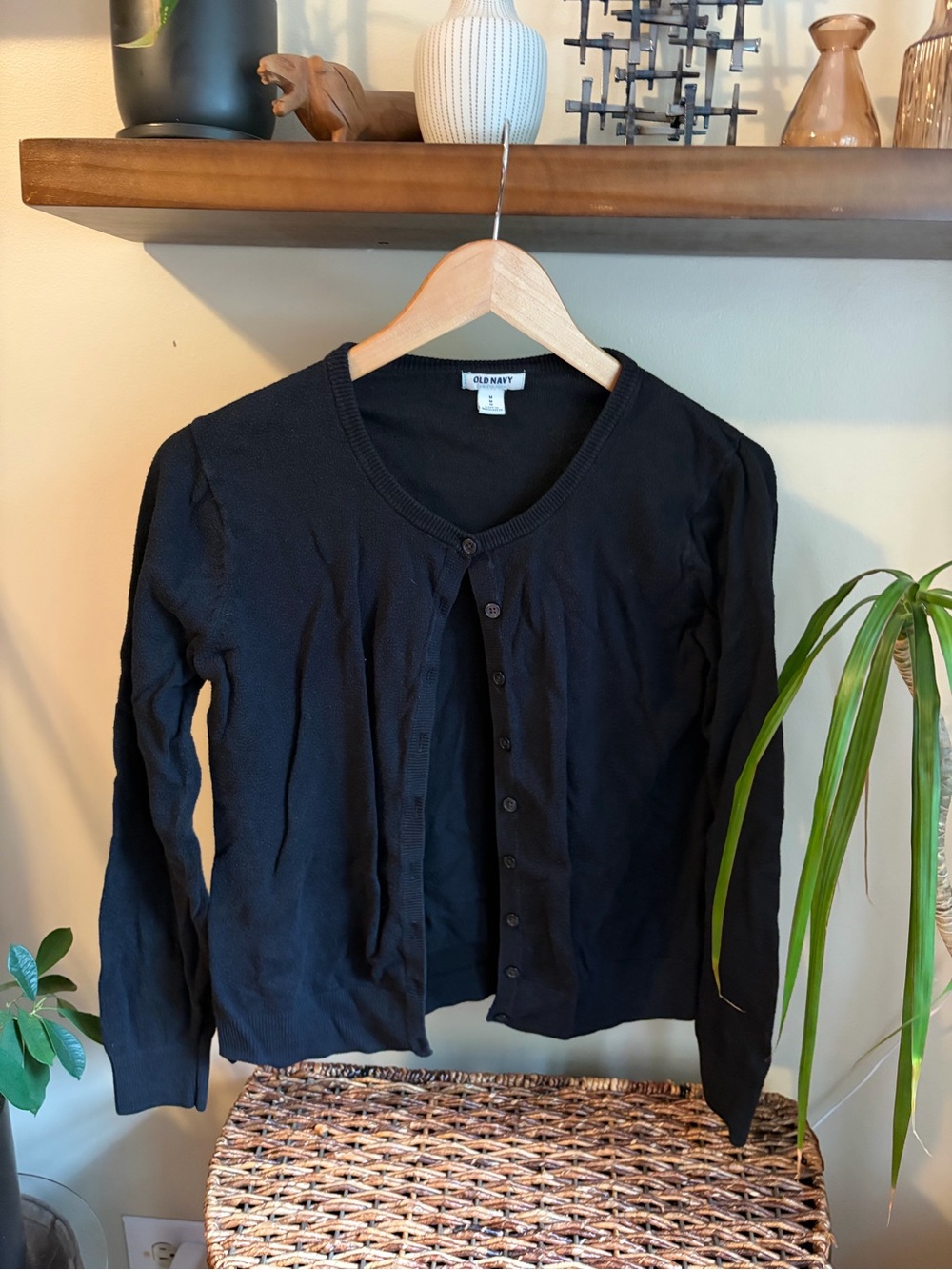 Old Navy Cotton Blend Black Fitted Cardigan